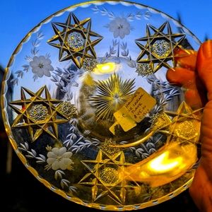 Hawkes Ice Cream Plate circa 1910 glass crystal dessert antique star pattern